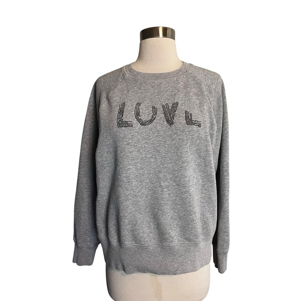 Zadig & Voltaire Gradient Love Strass Pullover Sweater M Gray Crewneck